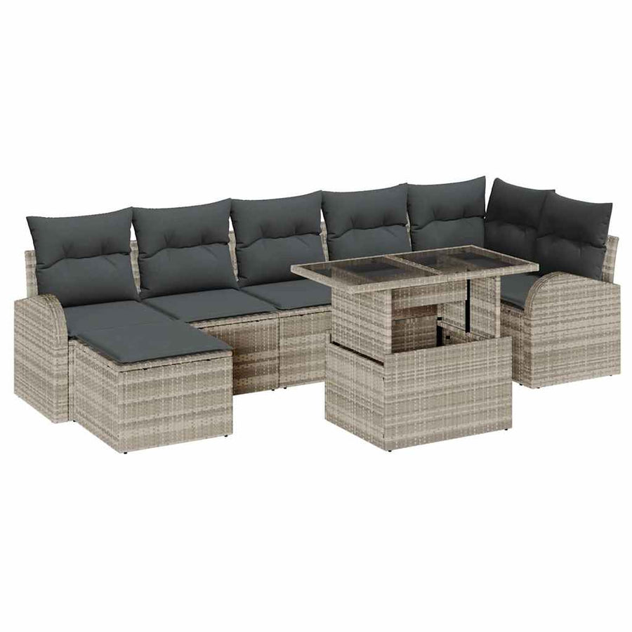 Tuin Sofa Set met opslag 8 pcs Lichtgrijs poly rattan