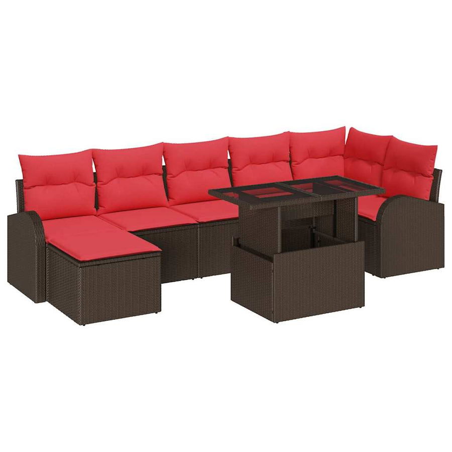 Tuin Sofa Set met kussen 8 pcs Bruin en rood