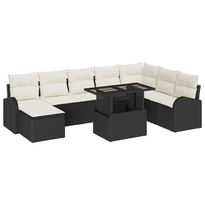 Tuin Sofa Set met kussen 9 pcs Zwart en crème