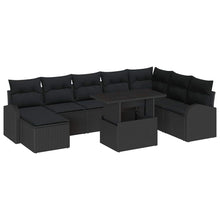 Tuin Sofa Set 9 pcs Zwart Poly rattan en gepoedercoat staal