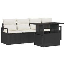 Tuin Sofa Set met opslag 5 pcs Zwart en Crème poly rattan