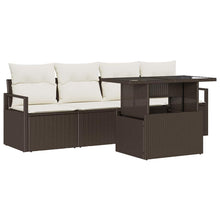 Tuin Sofa Set met opslag met kussen 5 pcs Bruin poly rattan