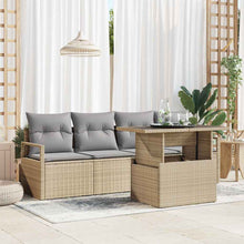 Tuin Sofa Set met opslag met kussen 5 pcs Beige poly rattan