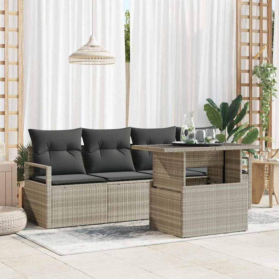 Tuin Sofa Set met opslag met kussen 5 pcs Licht poly rattan