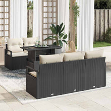 Tuin Sofa Set met opslag met kussen 6 pcs Zwart poly rattan