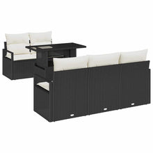 Tuin Sofa Set met opslag met kussen 6 pcs Zwart poly rattan