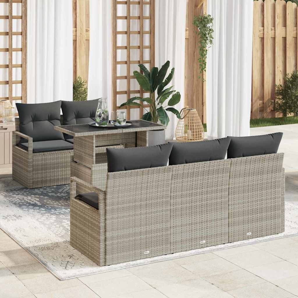 Tuin Sofa Set met opslag 6 pcs Lichtgrijs poly rattan