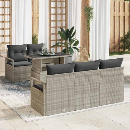Tuin Sofa Set met opslag 6 pcs Lichtgrijs poly rattan