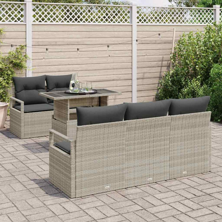 Tuin Sofa Set met opslag 6 pcs Lichtgrijs poly rattan
