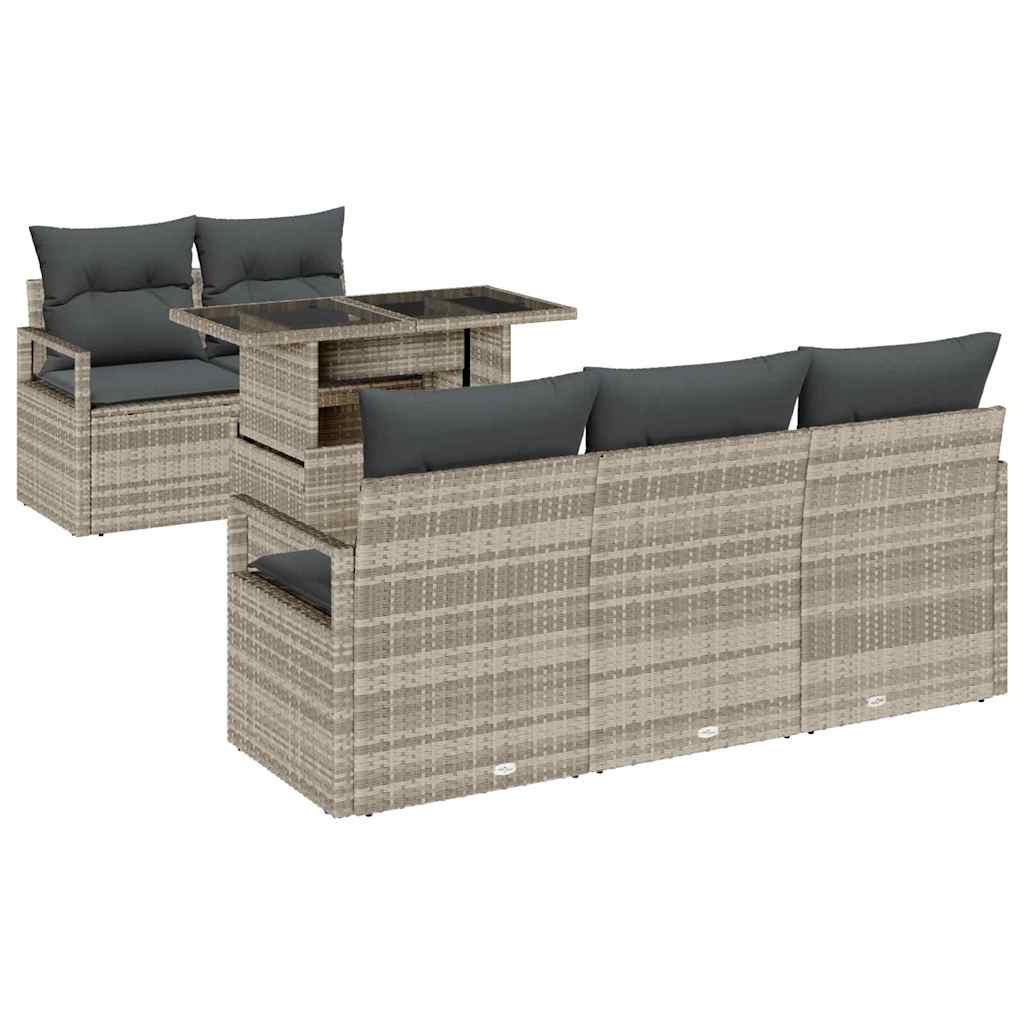Tuin Sofa Set met opslag 6 pcs Lichtgrijs poly rattan