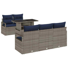 Tuin Sofa Set met opslag met kussen 6 pcs Grijs poly rattan
