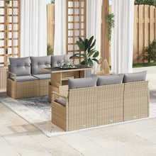Tuin Sofa Set met opslag 7 pcs Beige en Licht Grijs poly rattan