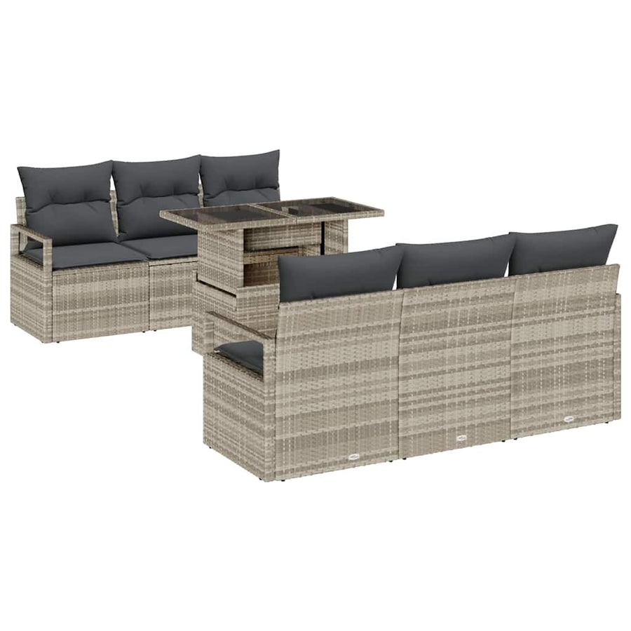 Tuin Sofa Set met opslag 7 pcs Lichtgrijs poly rattan