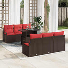 Garden Sofa Set with Storage 7 pcs Brown and Red poly rattan