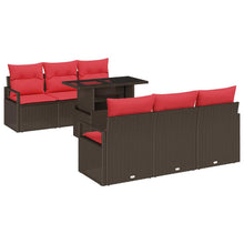 Tuin Sofa Set met opslag 7 pcs Bruin en Rood poly rattan