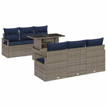 Tuin Sofa Set met opslag met kussen 7 pcs Grijs poly rattan