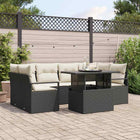 Tuinset poly rattan 7-delig zwart