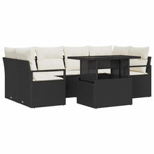 Tuin Sofa Set met opslag met kussen 7 pcs Zwart poly rattan