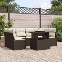 Tuin Sofa Set met opslag met kussen 7 pcs Bruin poly rattan