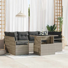 Tuinset poly rattan lichtgrijs met opbergruimte 7-delig