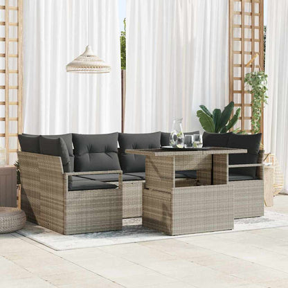 Tuin Sofa Set met opslag 7 pcs Lichtgrijs poly rattan