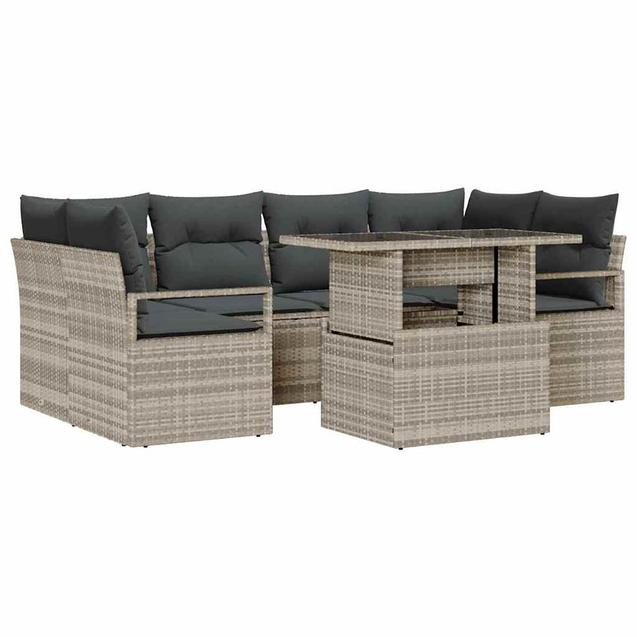 Tuin Sofa Set met opslag 7 pcs Lichtgrijs poly rattan