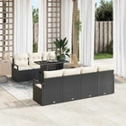 Tuin loungeset poly rattan zwart crème 8-delig