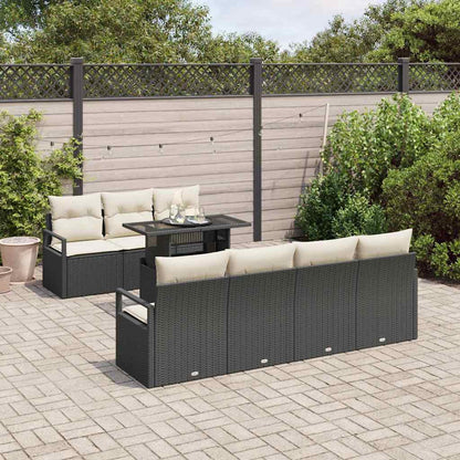 Tuin Sofa Set met opslag 8 pcs Zwart en Crème poly rattan