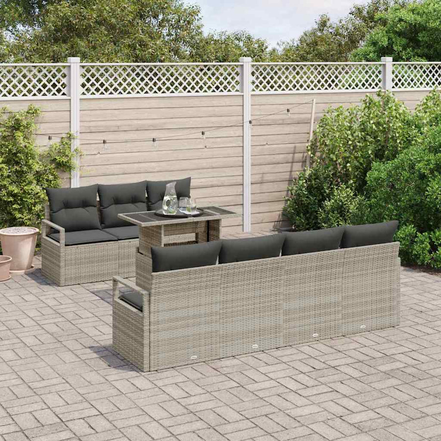 Tuin Sofa Set met opslag 8 pcs Lichtgrijs poly rattan