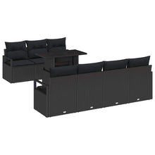 Tuin Sofa Set met opslag met kussen 8 pcs Zwart poly rattan