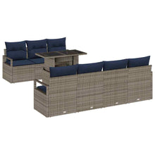 Tuin Sofa Set met opslag 8 pcs Grijs en Marineblauw poly rattan