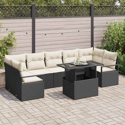 Tuin Sofa Set met kussen 8 pcs Zwart en crème poly rattan
