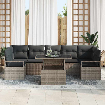 Tuin Sofa Set met kussen 8 pcs Grijs poly rattan