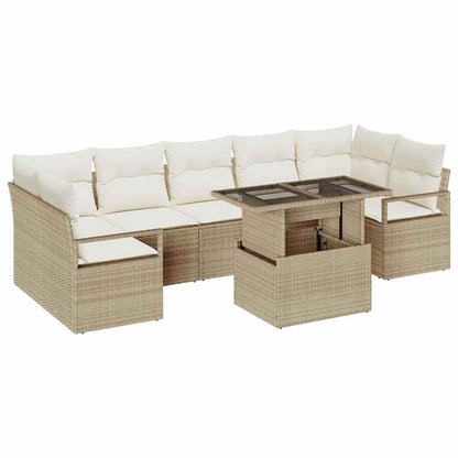 Tuin Sofa Set 8 pcs beige en crèmekleurig poly rattan
