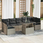 Garden Sofa Set with Cushions 8 pcs Light Grey poly rattan