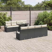 Tuin Sofa Set met opslag 9 pcs Zwart en Crème poly rattan