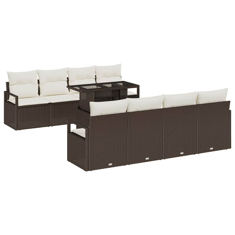 Tuin Sofa Set met kussen 7 pcs Bruin en crème poly rattan