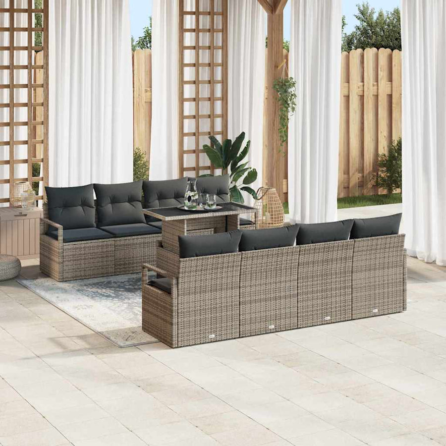 Tuin Sofa Set met kussen 7 pcs Grijs poly rattan