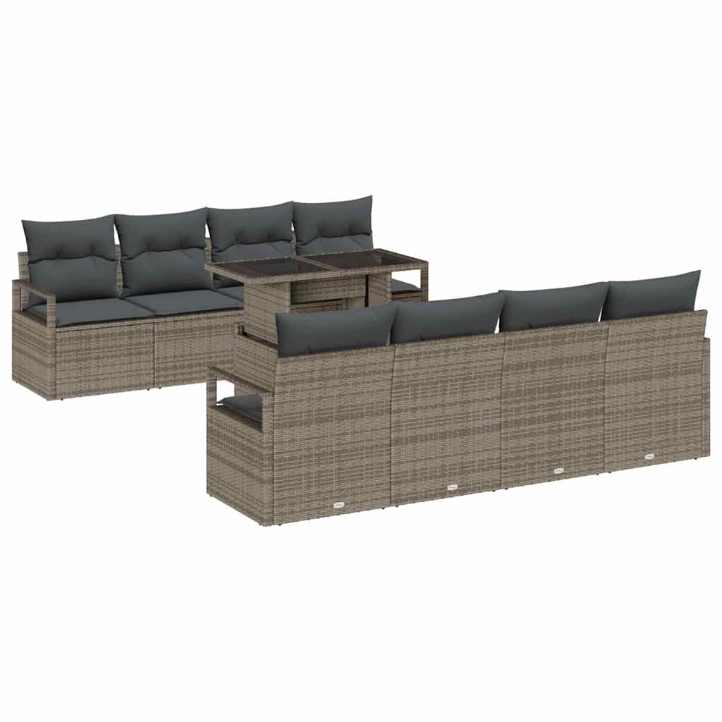 Tuin Sofa Set met kussen 7 pcs Grijs poly rattan