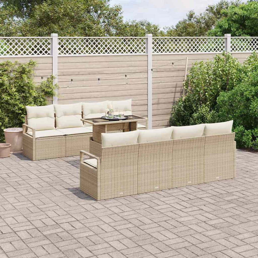 Tuin Sofa Set met kussen 7 pcs Beige en Crème poly rattan