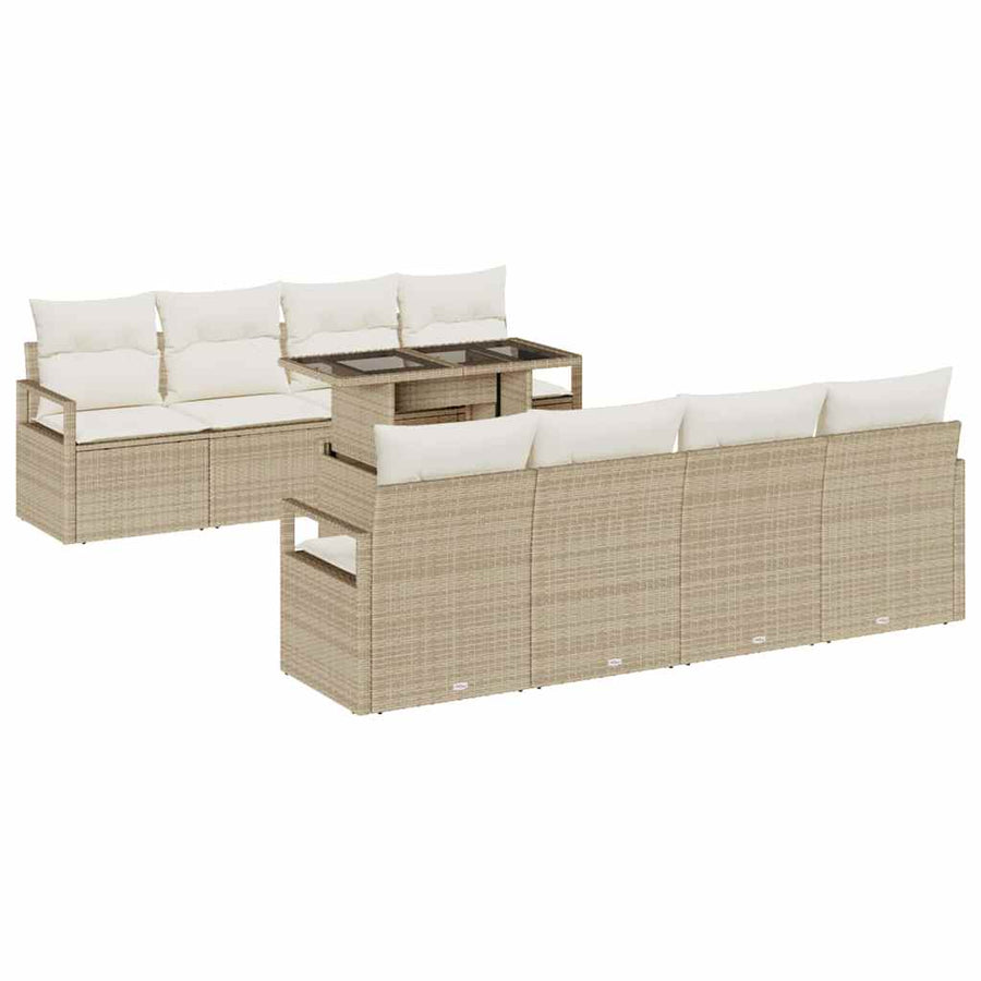 Tuin Sofa Set met kussen 7 pcs Beige en Crème poly rattan