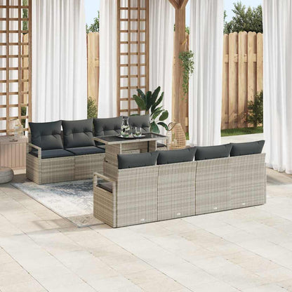Tuin Sofa Set met opslag 9 pcs Lichtgrijs poly rattan