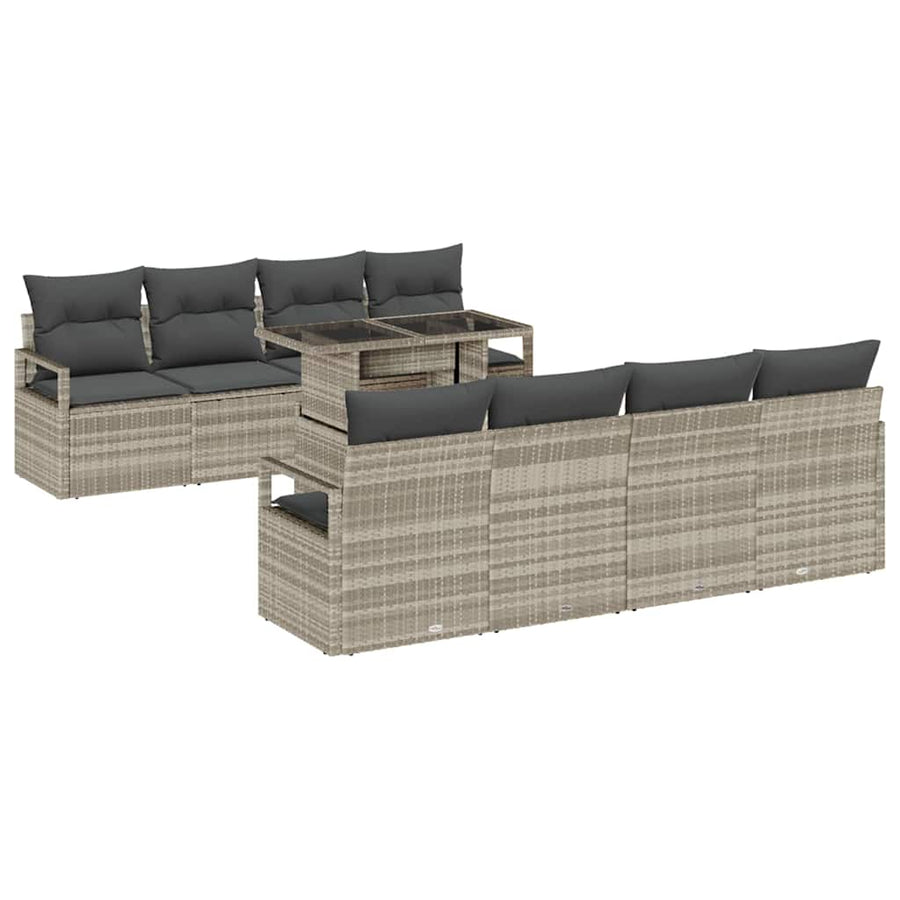 Tuin Sofa Set met opslag 9 pcs Lichtgrijs poly rattan