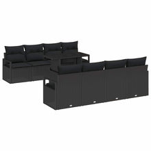 Tuin Sofa Set met opslag met kussen 9 pcs Zwart poly rattan