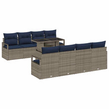 Tuin Sofa Set met kussen 7 pcs Grijs en Marineblauw poly rattan