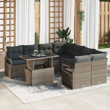 Tuin Sofa Set met opslag met kussen 9 pcs Grijs poly rattan