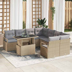 Tuinset poly rattan 9-delig beige lichtgrijs