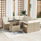 Modulaire tuin loungeset poly rattan 9-delig beige crème