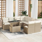 Modulaire tuin loungeset poly rattan 9-delig beige crème