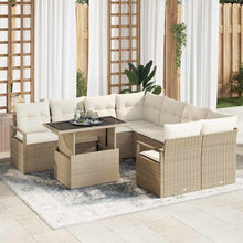 Tuin Sofa Set met kussen 9 pcs Beige en Crème poly rattan